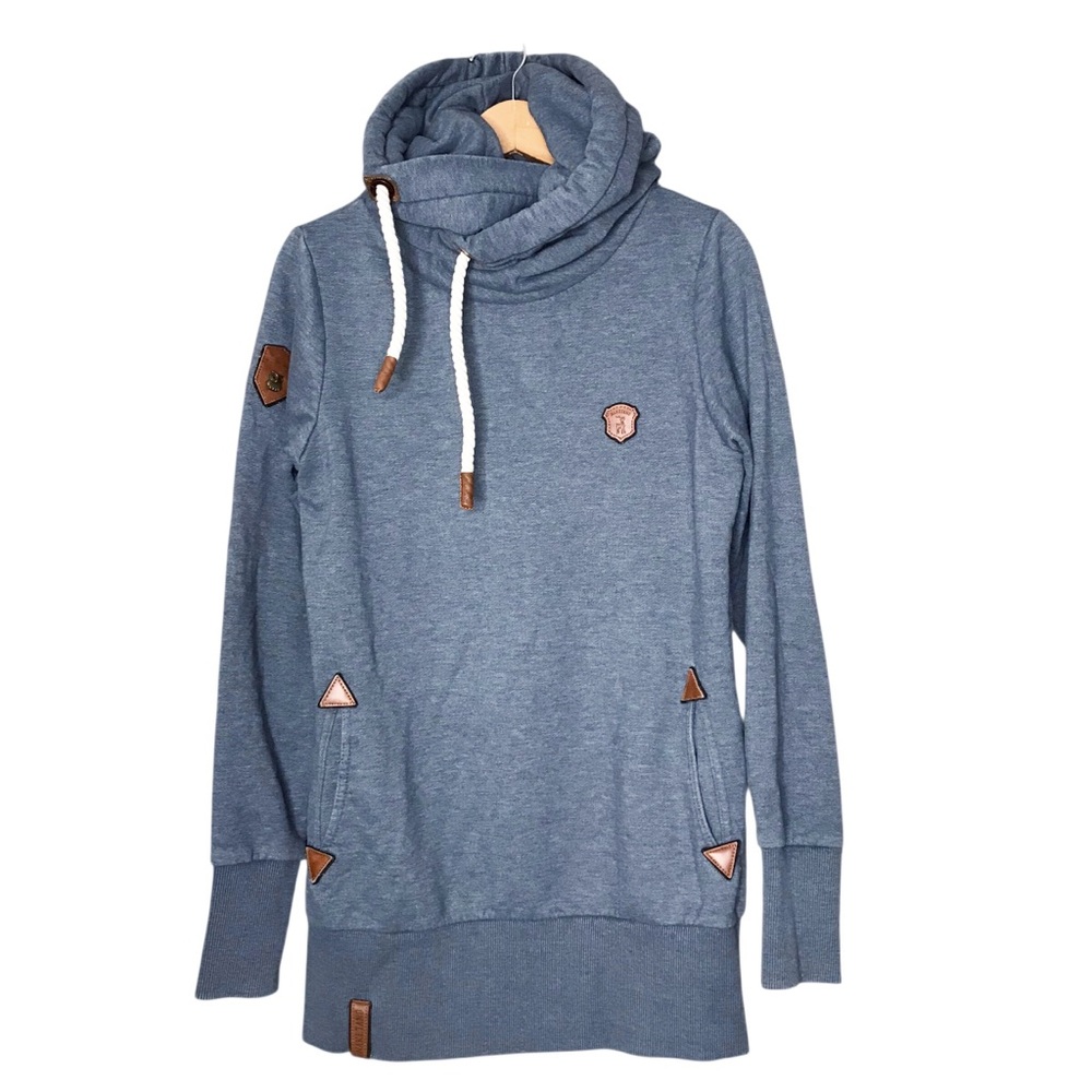 Medium Naketano Blue Grey Heavyweight Zip Up Blue Sweatshirt Hoodie